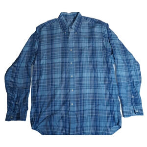 Brooks Brothers Mens blue plaid old money button up long sleeve shirt Medium